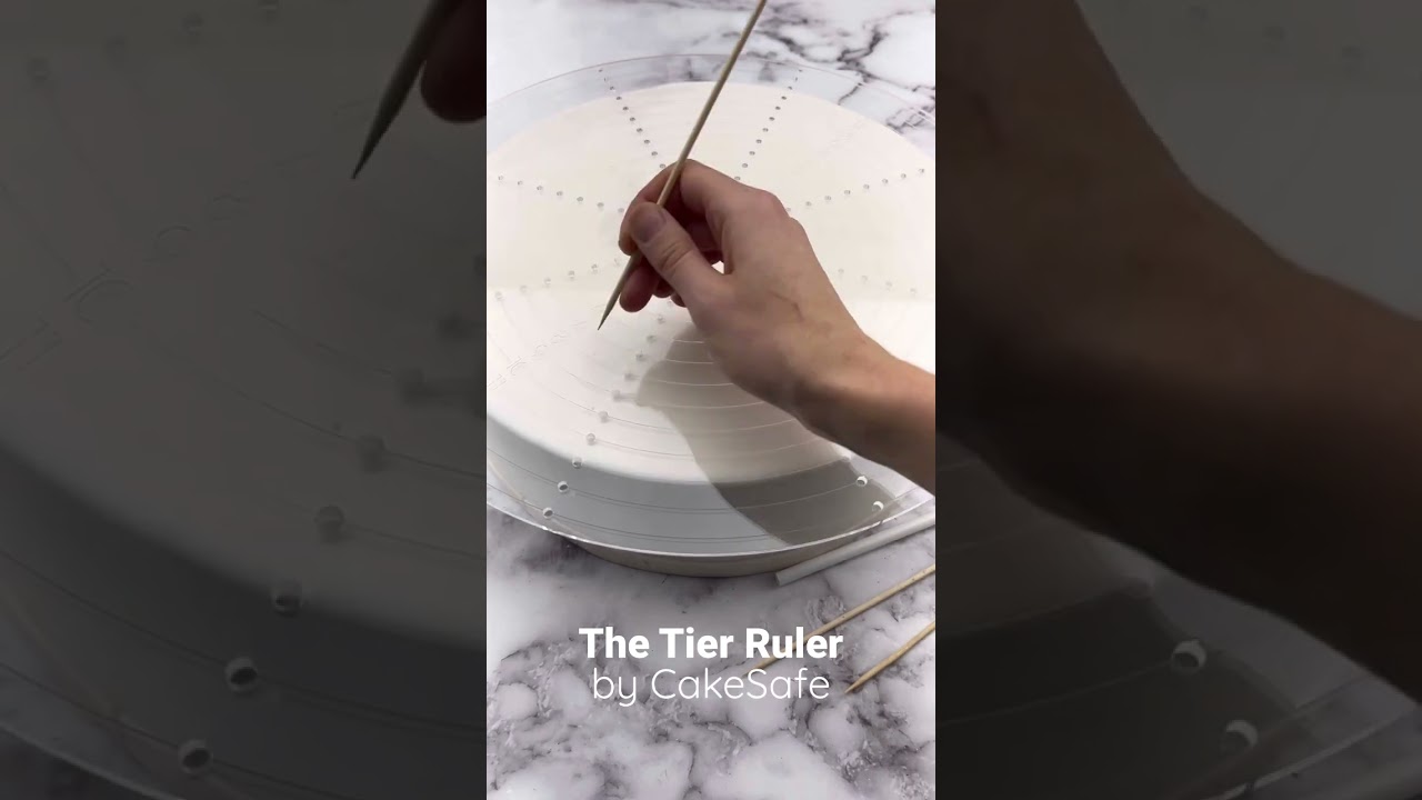 The Tier Ruler allows you to center your cake tiers and find perfect placement for dowels.
