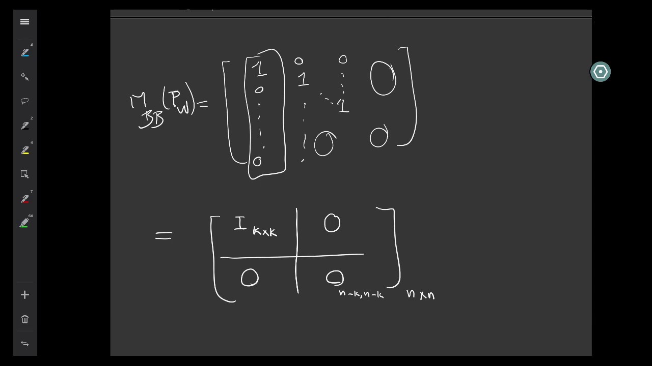 Orthogonal Projections (review), Assiciated Matrices, and the formula