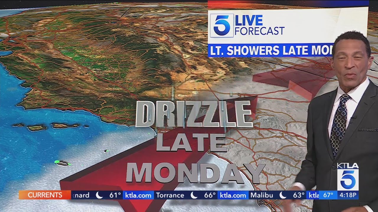 Chance for light drizzle late Monday - YouTube