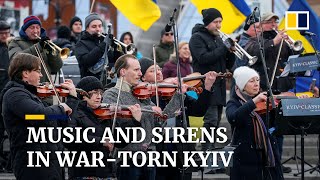 Ukraine symphony orchestra stages peace concert in Kyiv amid air raid sirens
