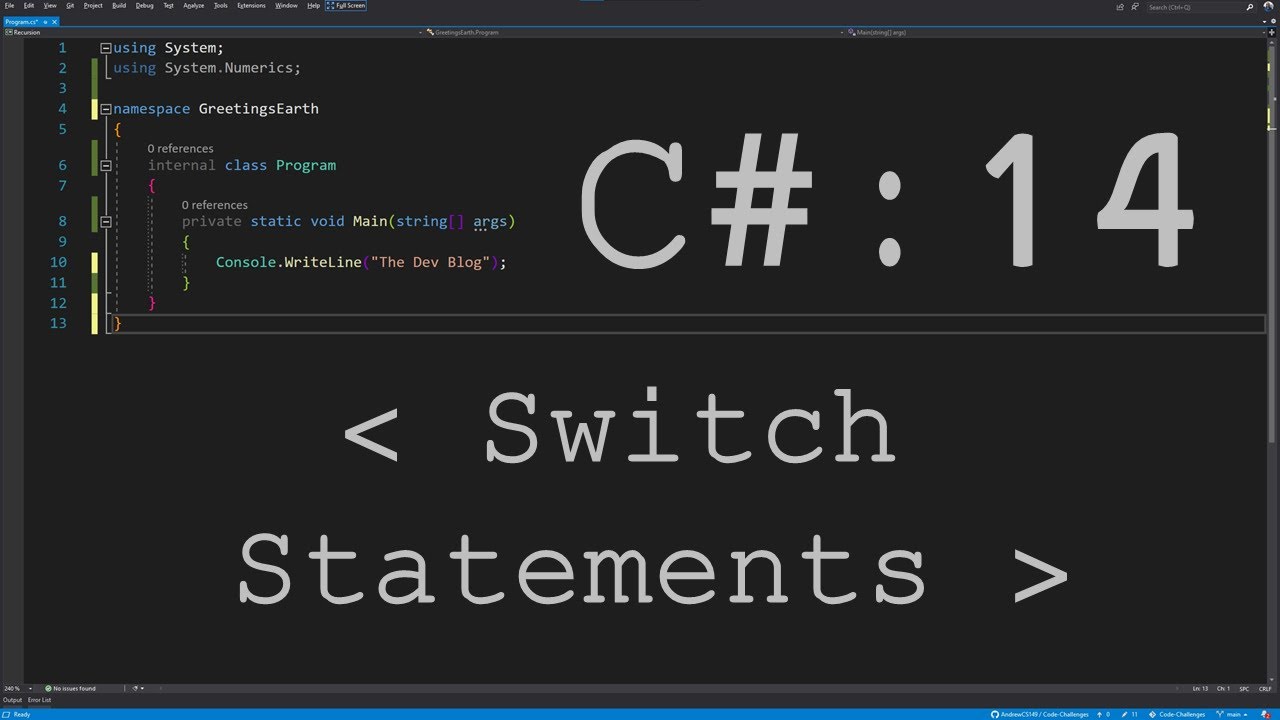 Intro To Programming 14 : Switch Statements - YouTube