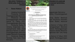 Lowongan kerja terbaru BNPB #shorts #lowongankerjaterkini #lowongankerja2022