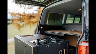 KULTIVAN | Ausziehbare Design-Heckküche aus Südtirol | Küchenmodul für VW T5 T6, Mercedes, Ford