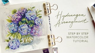 Hydrangea Flower Arrangement: Watercolor Tutorial