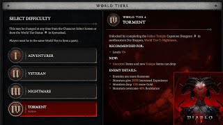 Diablo 4 - World Tier 4 unlock at lvl 60 Diablo 4 - World Tier 4 unlock at lvl 60