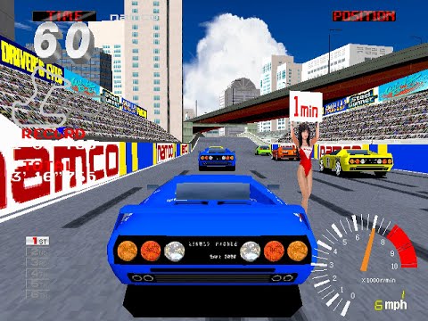 Ridge Racer 2 arcade with third person camera 60fps