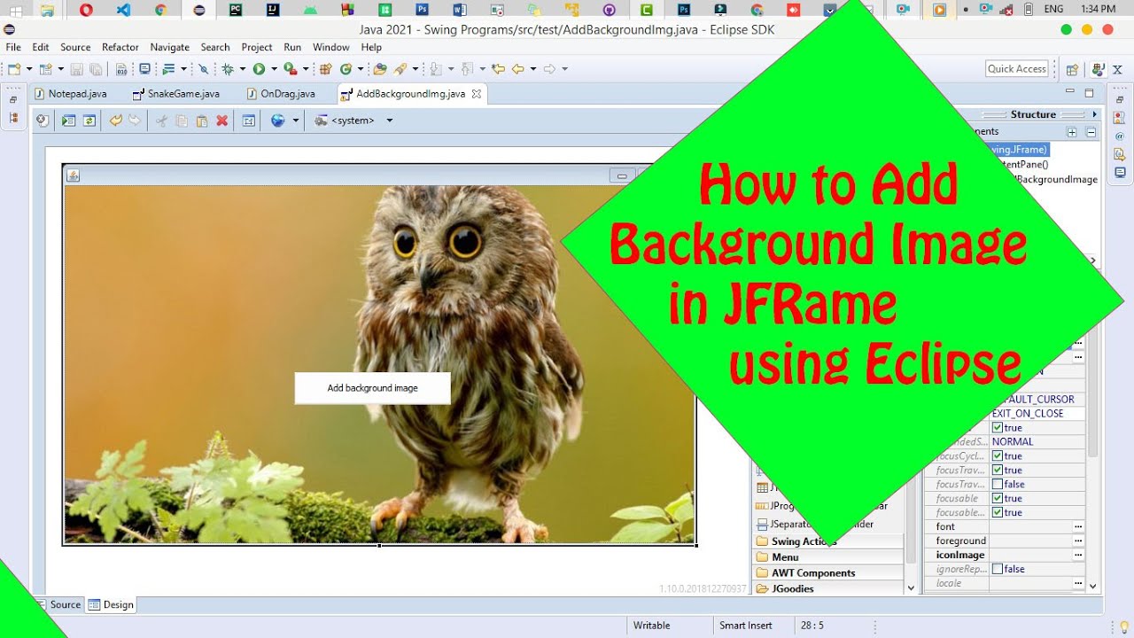 How to add Background image in JFrame Using eclipse IDE (Java) - YouTube