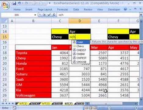 Excel Name Trick #7: INDIRECT function, Names and LOOKUP