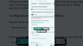sensor de almacenamiento. #windows #sensor #almacenamiento #sensordealmacenamiento #optimizacion