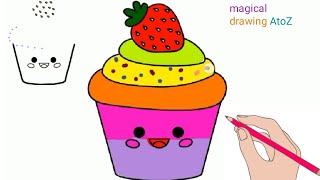 Ice Cream Drawing| Cup Ice Cream Drawing With Colour|Step by Step Toddlers| and Preschool Ice Cream