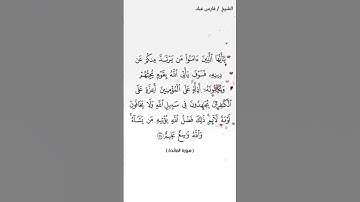 سورة المائدة الآيتين 53 و54 بصوت الشيخ فارس عباد برواية حفص #القرآن_الكريم #duet #اكسبلور #viral