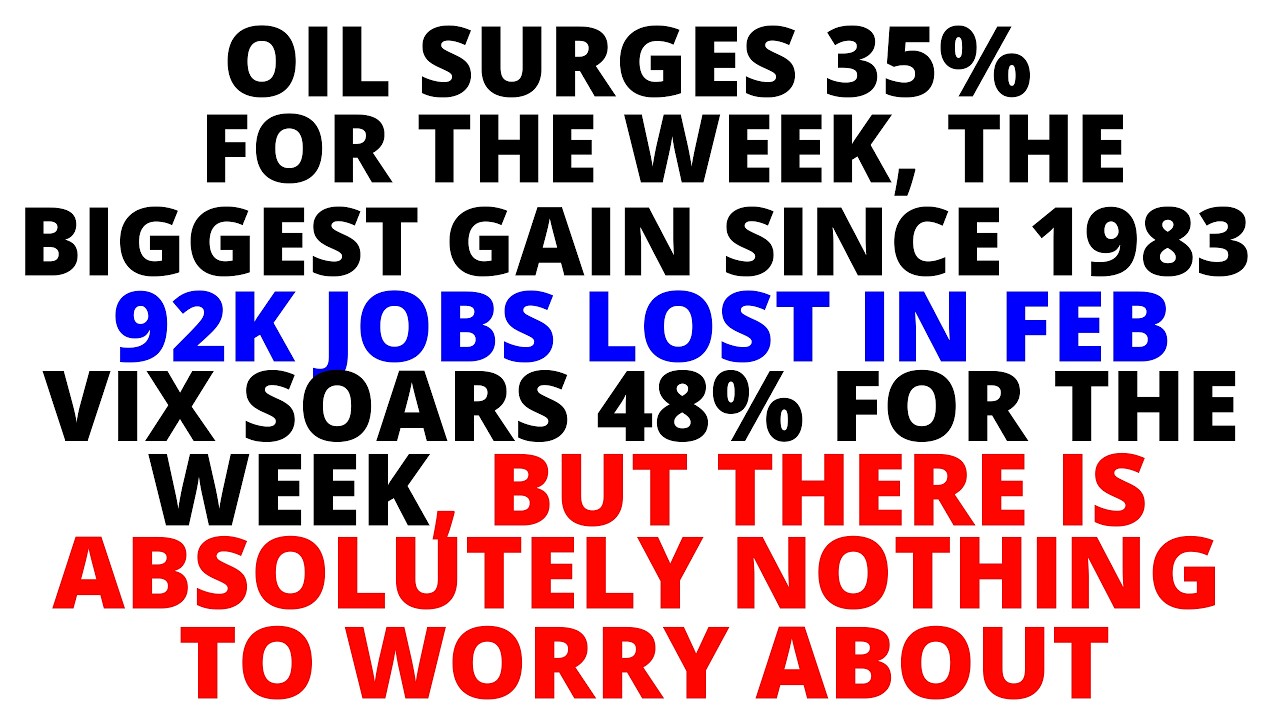 Do We See a Black Monday CRASH Next? Oil Surges 35% this Week, 92K jobs Lost in Feb,  VIX Soars 48%
