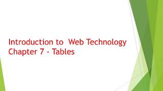 ITSE1203 Introduction to Web Technology - Chapter 7