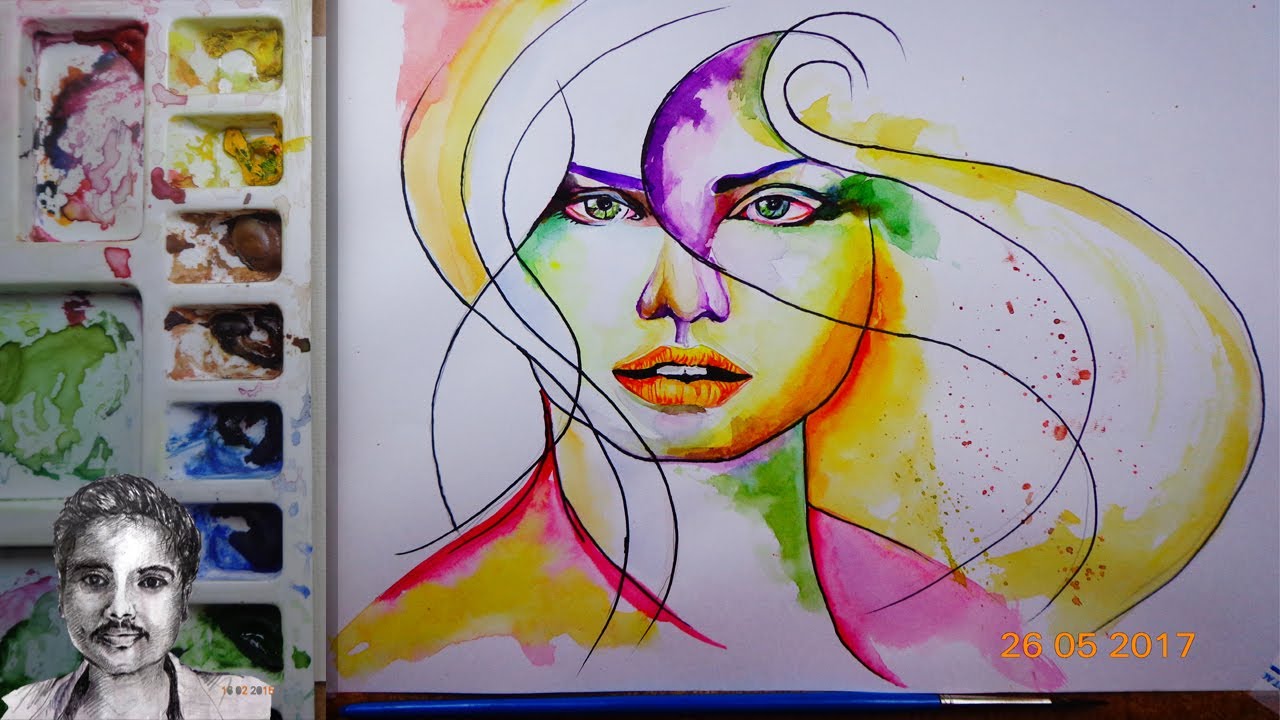 Watercolor Line Painting Abstract Art Abstract Art Painting YouTube