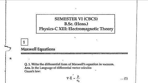 (EMT) Chapterwise or Unit wise solved previous year question paper | Semester - 6 | B.Sc.(H) Physics