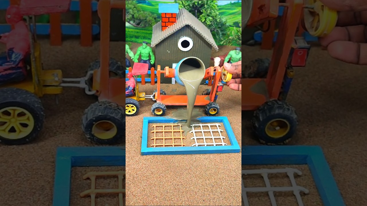 🚜🔥 Real Working Mini Tractor Cement Pillar Footing Making Machine  