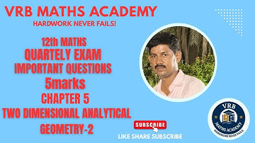 12th Maths | Chapter 5 Two dimensional analytical geometry | Important 5 mark questions| 
