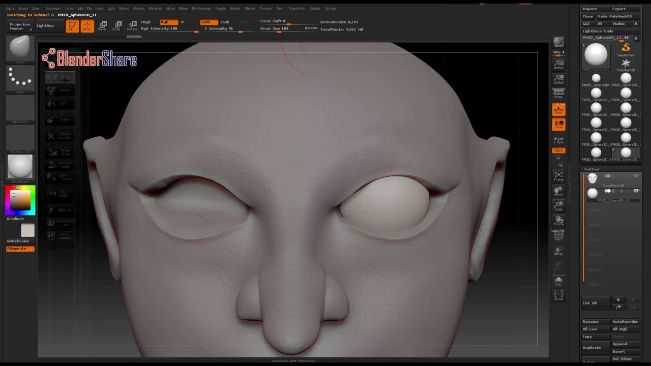 topologhy subtool zbrush r7