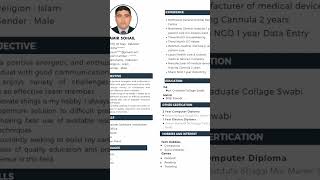 Cv resume | Resume for Job | Usa format | Professional Resume Usa uk europe australia ytshorts