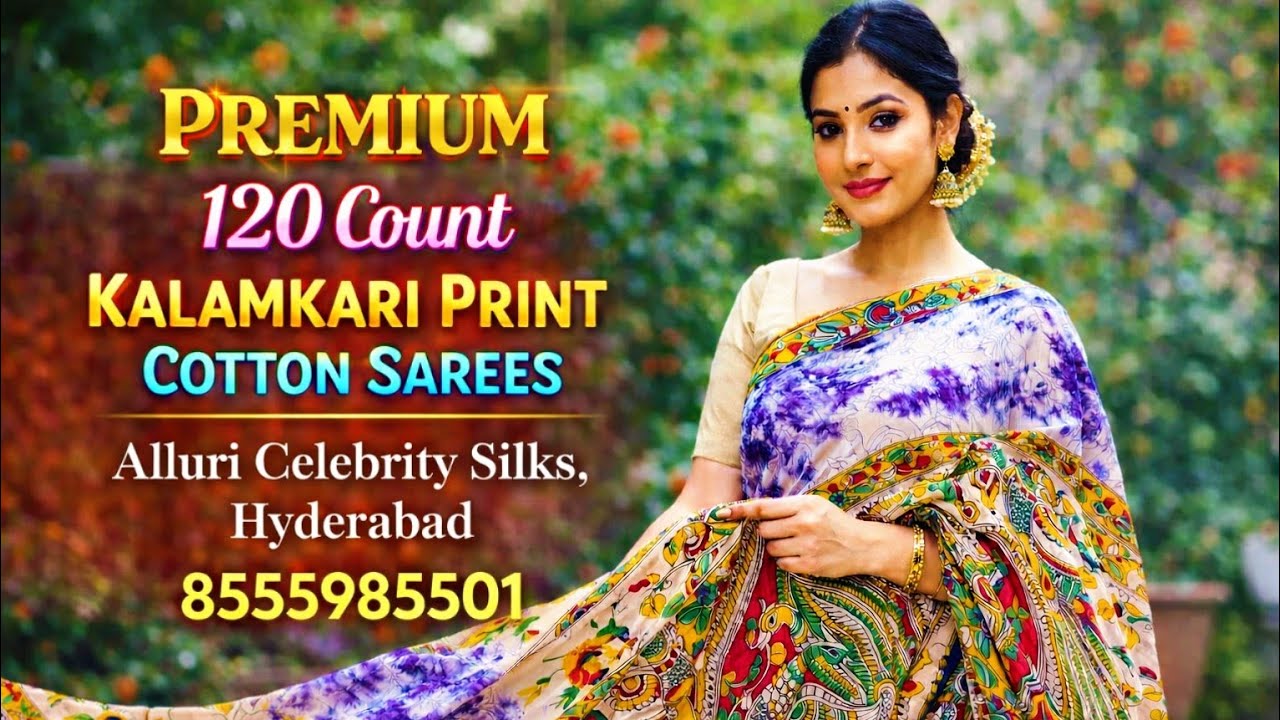 120 Count Malmal Cotton Kalamkari Sarees | Retail & Wholesale Prices | Premium Collection