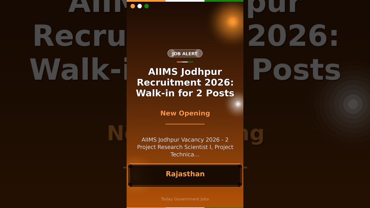 AIIMS Jodhpur Recruitment 2026: Walk-in for 2 Posts