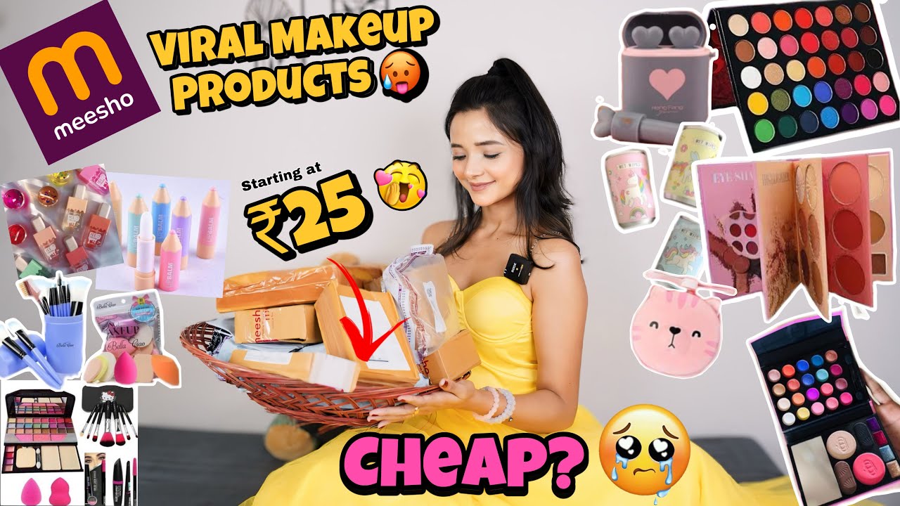 ₹25 main Makeup?🤯|*Trying* Viral Makeup products from Meesho😍| Honest Review #meesho #meeshomakeup