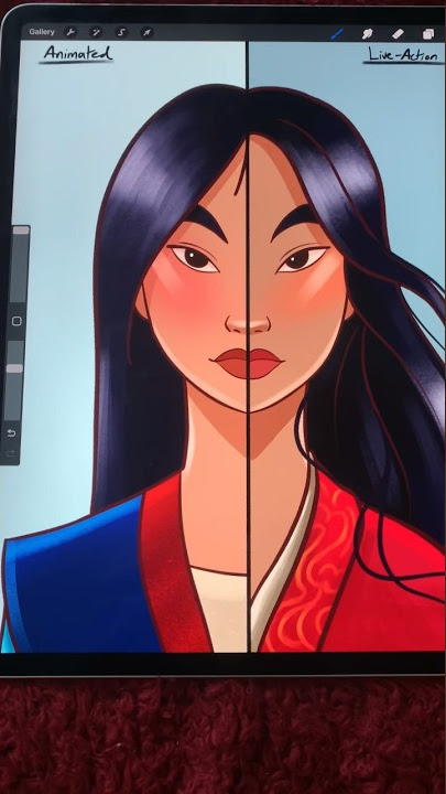 MULAN ANIMATED VS LIVE ACTION PART 2👀 #art #mulan #artchallenge #disney