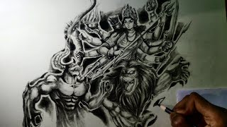 Drawing Durga Maa Navaratri Drawing Devi Durga Sketch #Durgadrawing #durgamaa