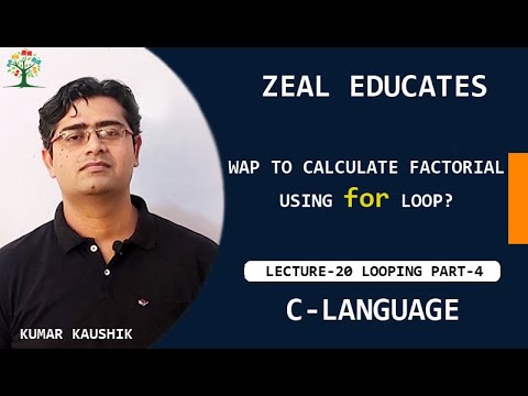 #20 factorial program with for loop with practical || C Language || Kumar Kaushik