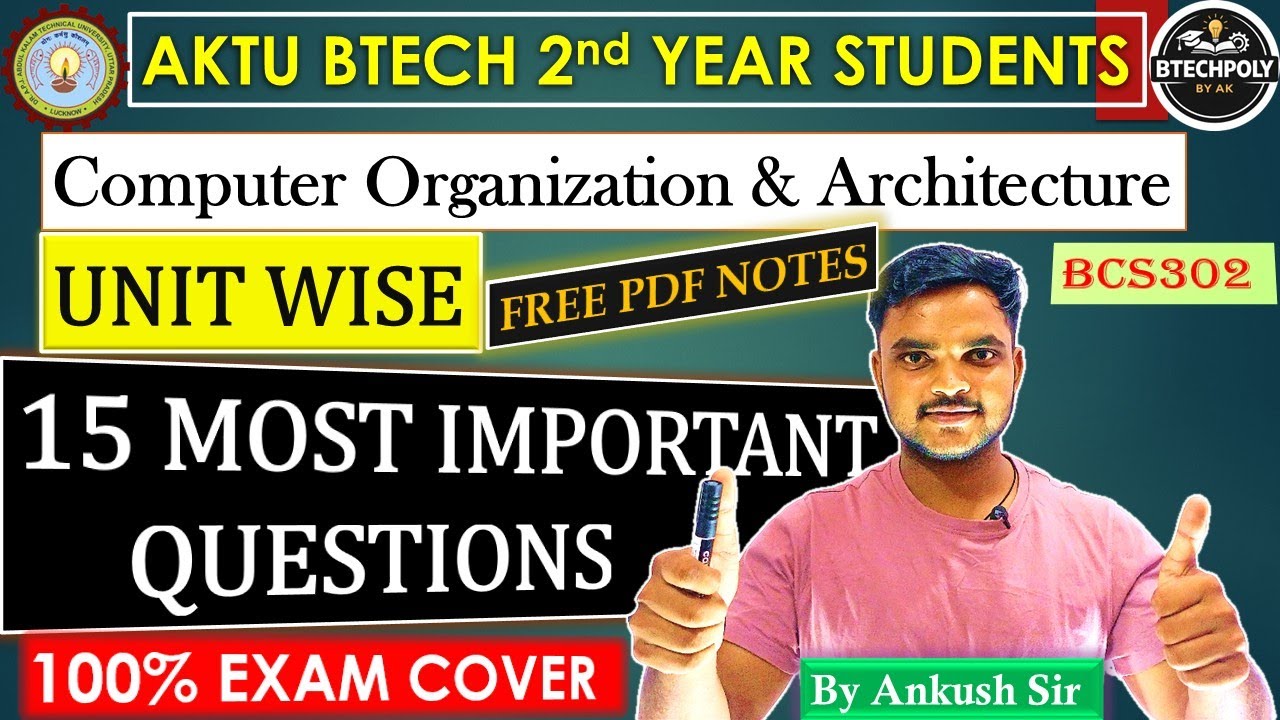 COA Most Important Questions AKTU 2026 | BTech 2nd Year Computer ...
