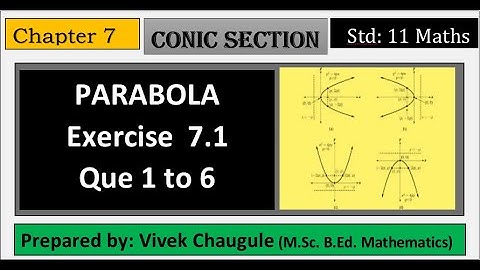 Class 11 Maths || Conic Section || Parabola  || Ex  7.1 ( Que. No. 1 to 6)