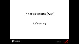 APA Referencing - In text citation