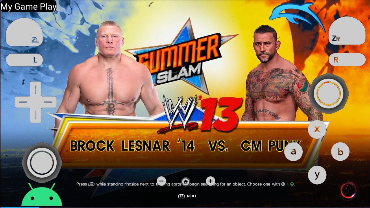 WWE 13 Wii Game For Dolphin Emulator On Android Normal Match | Brock Lesnar Vs. CM Punk | Gameplay