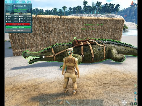 Видео: Ark: Survival Evolved карта Crystal Isles Обсидиант и седло для саркозуха🐊