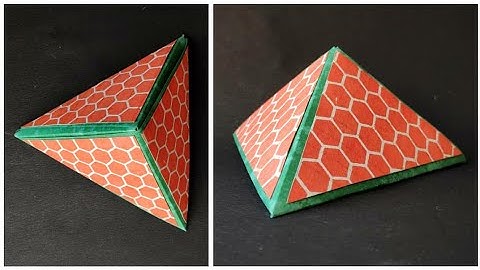 origami tetrahedron /paper triangular pyramid/ unusual 3D surprise card/handmade mosaic pyramid card