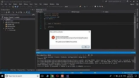 fix error visual studio the system cannot find the file specified