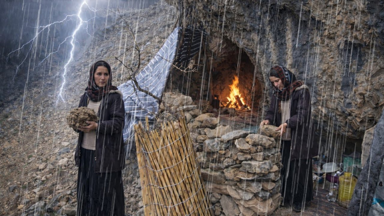 🌧️Одинокая женщина в пещере | Выживает под дождем и строит спасительное убежище