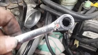 2003 Pontiac 3.4 liter Aztec Thermostat Replacement - rear bolt removal