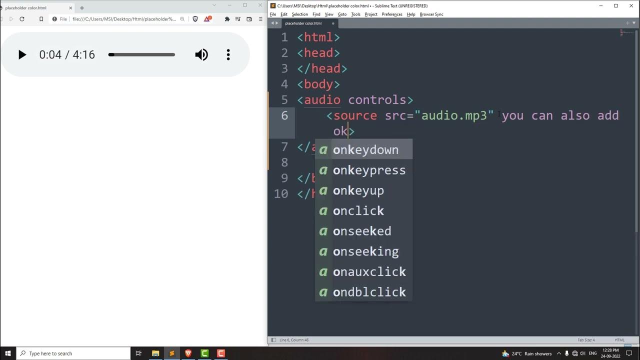 How to Add Audio Song in HTML Webpage - Insert or Embed sound files ...