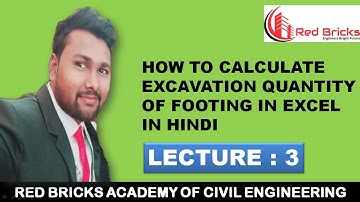 Excavation Quantity Calculation of Footing in Excel in Hindi | Excavation quantity estimation