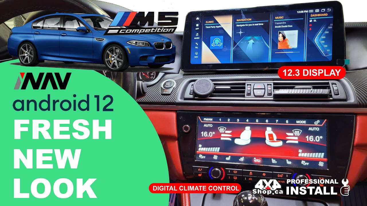 NEW INAV Android 12 screen BMW 5 Series M5 F10 Apple CarPlay Android Auto  Digital Climate Control 