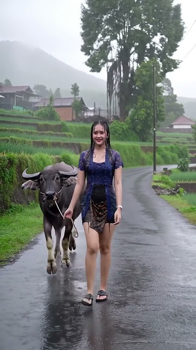 neng Astri mau bajak sawah dulu #villagelife #rain