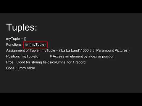 lesson 13 concepts -- data structures -- list, dictionary, tuple