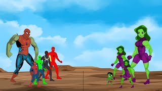 Evolution of She Hulk vs Evolution of Color Team Spider-Man|SUPER HEROES MOVIE ANIMATION