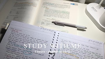 2-HOUR STUDY WITH ME [pomodoro 50/10, campfire and forest river sound with countup timer]