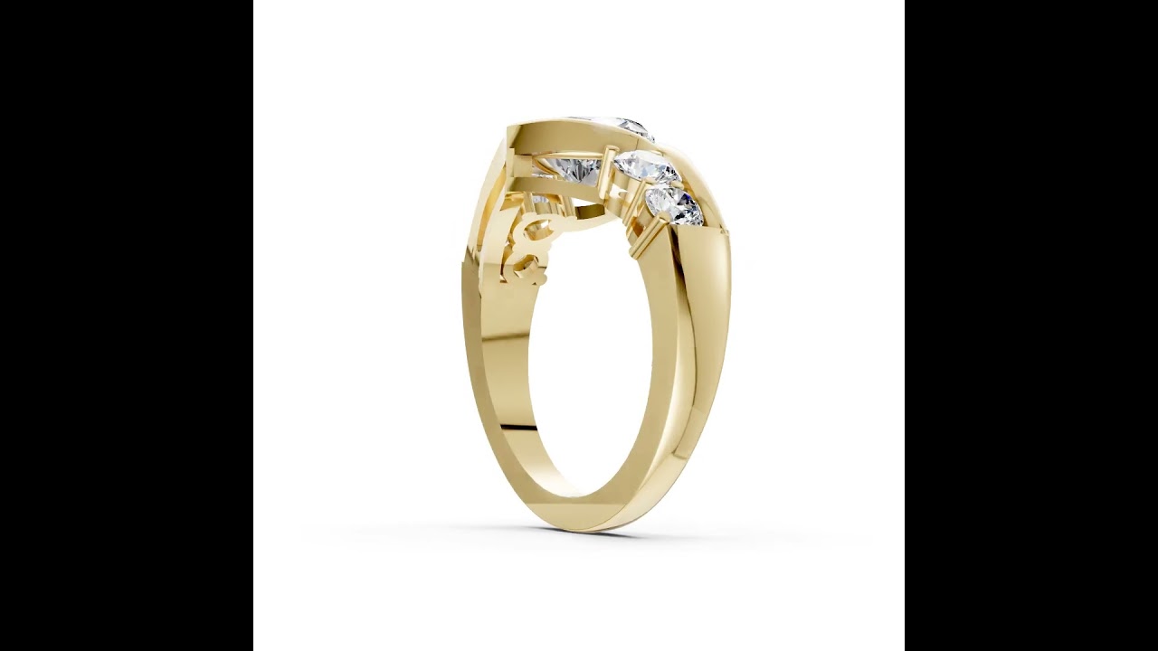 Unique Five-Stone Heart And Round Diamond Ring