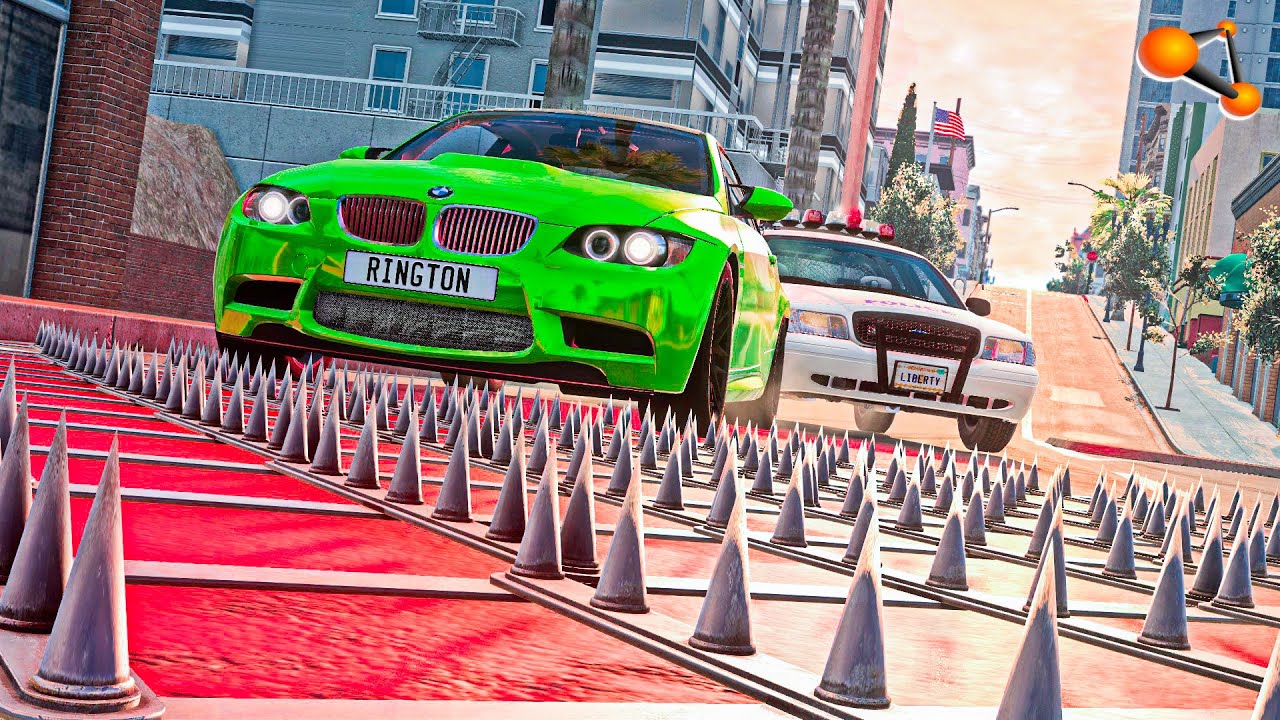 Spike Strip vs Cars #3 - BeamNG drive