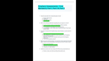 Prophecy Assessments   Core Mandatory Part I, Part II & Part 3 with all the correct answers