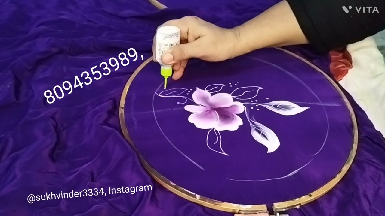 Painting tutorial on dark purple suit for beginners, Sukhwinder Kaur, Ganganagar.