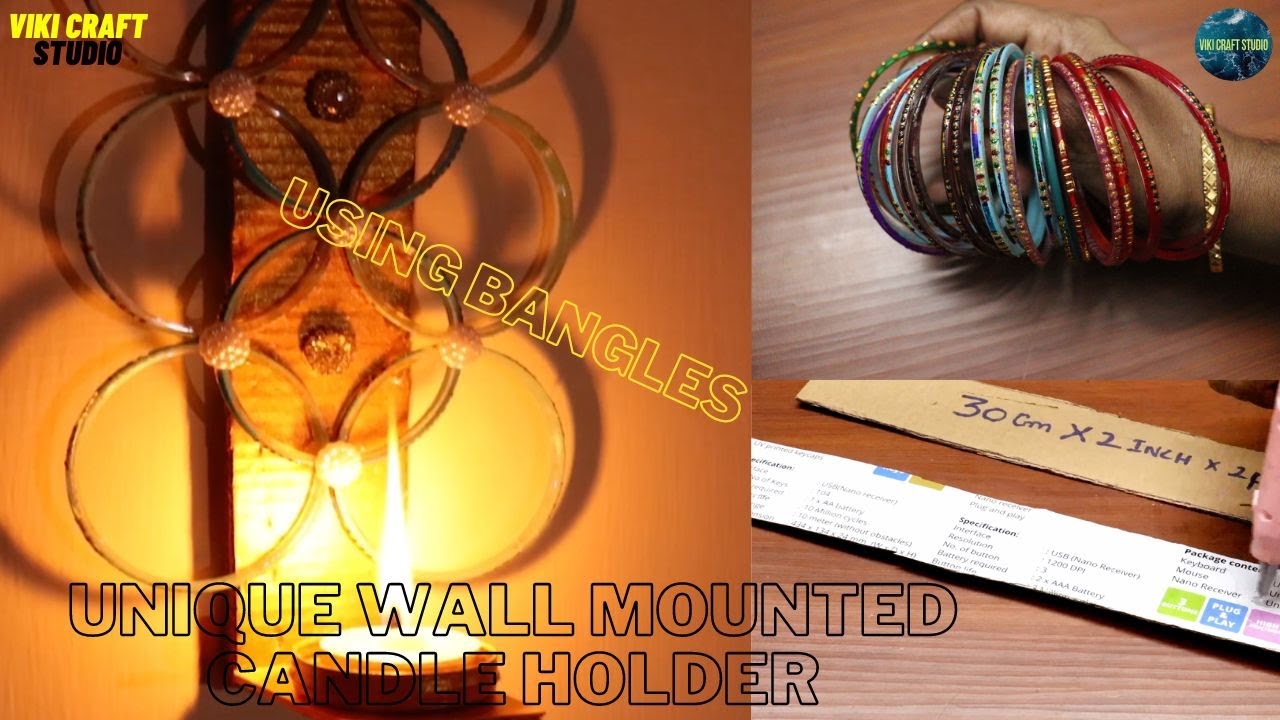 UNIQUE WALL MOUNTED CANDLE HOLDER USING GLASS BANGLES UNIQUE CANDLE